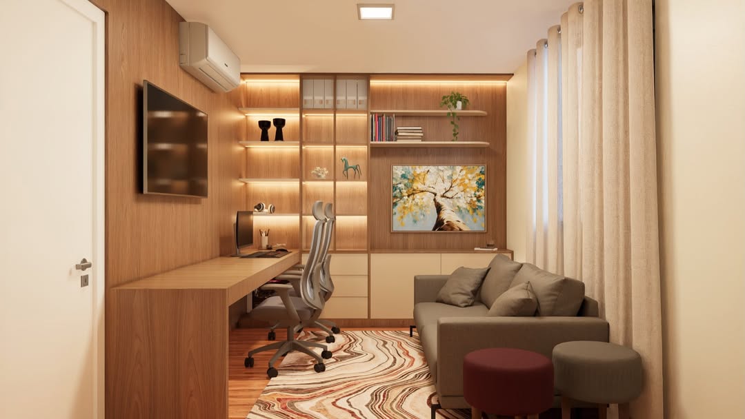Apartamento de 110 m² em 4 meses — Projeto 3D do escritório
